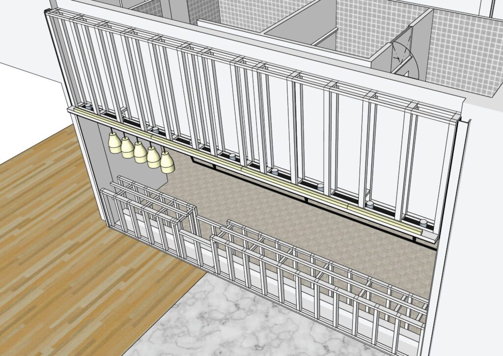 ショッピングモールの店舗改装工事①軽天工事編｜蕎麦屋開業画像